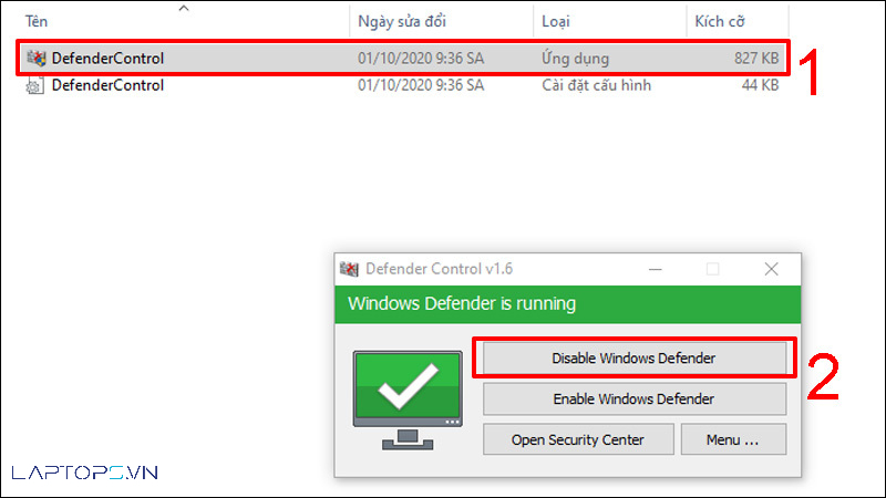 Cách tắt/bật Windows Defender win 10