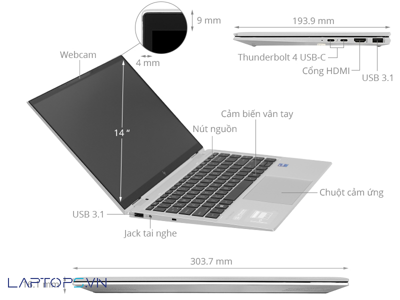 HP EliteBook X360 1030 G8 cổng kết nối