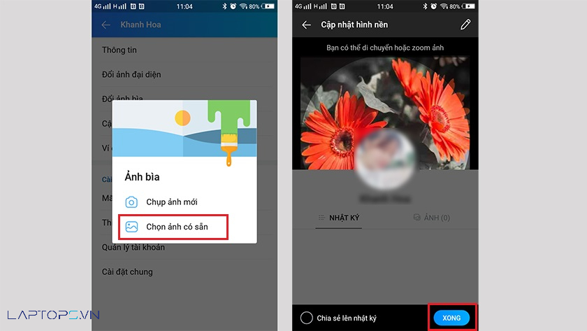 Cách cập nhật đổi ảnh bìa Zalo