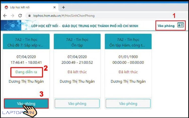  cách đăng nhập lớp học kết nối lophoc.hcm.edu.vn