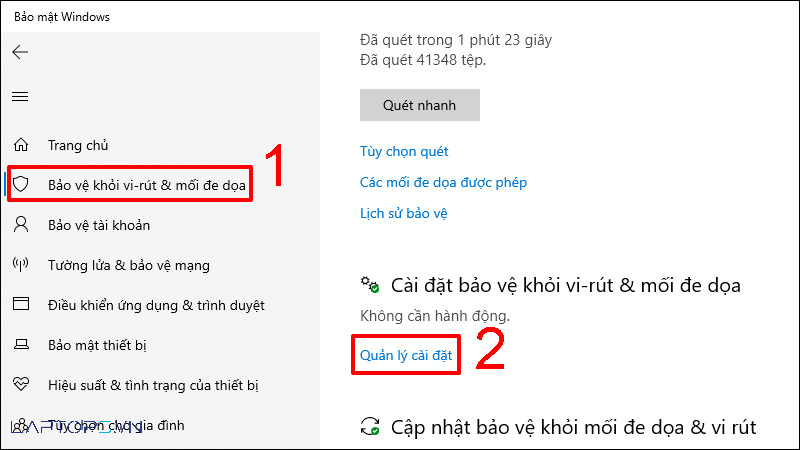 Cách tắt/bật Windows Defender win 10