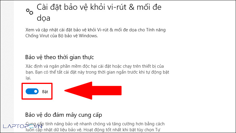 Cách tắt/bật Windows Defender win 10