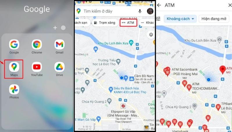 cach tim cay atm gan nhat bang google map
