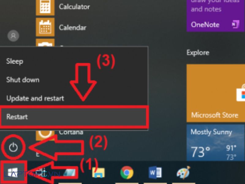 khởi động lại laptop nếu laptop không nhận tai nghe win10