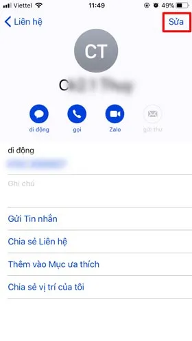 Biểu tượng Chỉnh sửa ở góc phải phía trên màn hình.