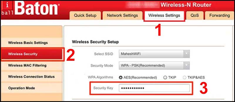99+ Cách Xem (H.a.c.k) Mật Khẩu Wifi Trên Điện Thoại I Laptop 28 Ở bước này các bạn chọn tab Wireless hoặc Wireless Setting (Tùy vào Modem WiFi của từng nhà mạng). Chọn Wireless Security, sau đó bạn hãy copy mật khẩu ở mục Security Key và dán vào bất kì phần mềm văn bản nào đó để hiển thị mật khẩu.