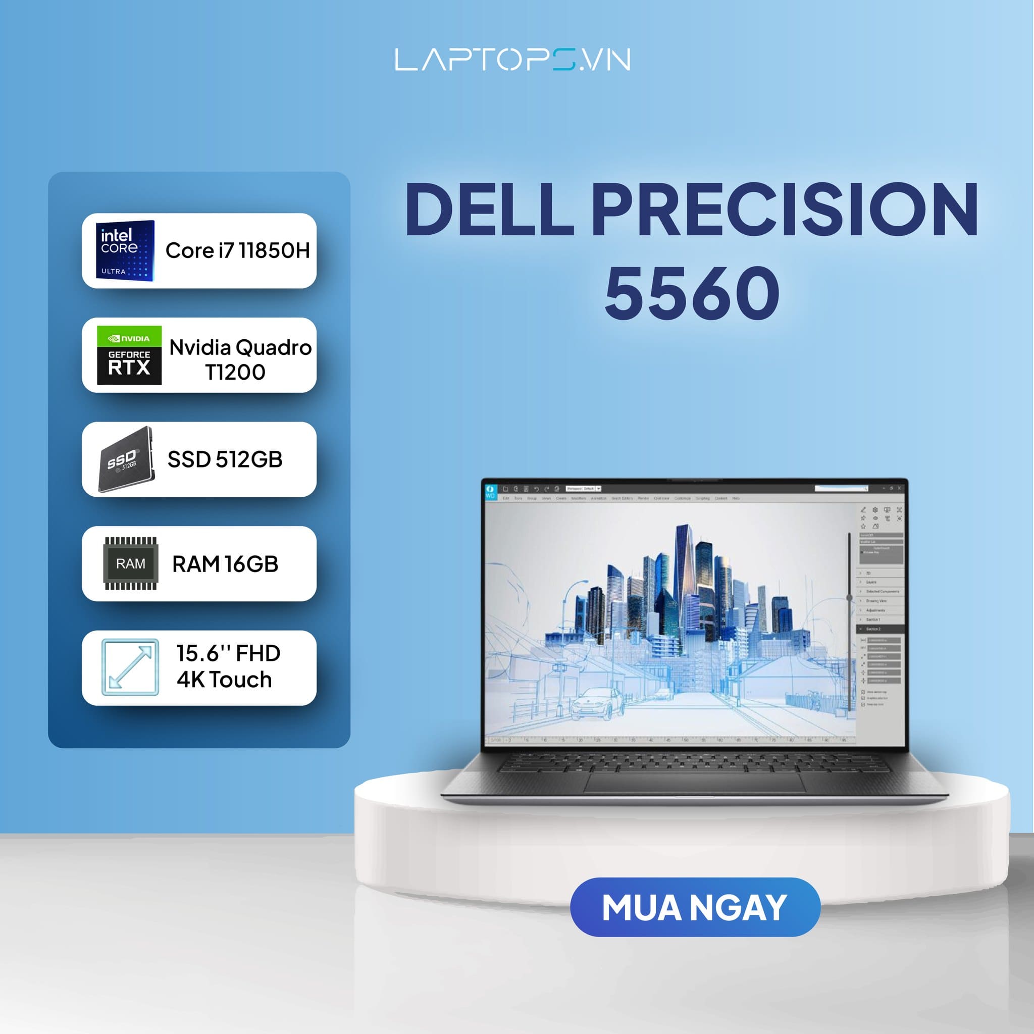 Laptop Dell Precision 5560 – Máy trạm mỏng nhẹ