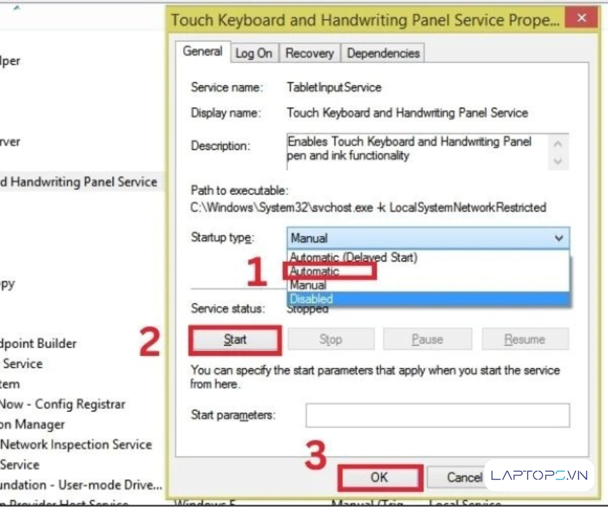 Cách bật tắt chuột cảm ứng trên laptop Windows 11, 10, 8 19 Ở phần Startup type >chọn Automatic > Nhấn Start > OK