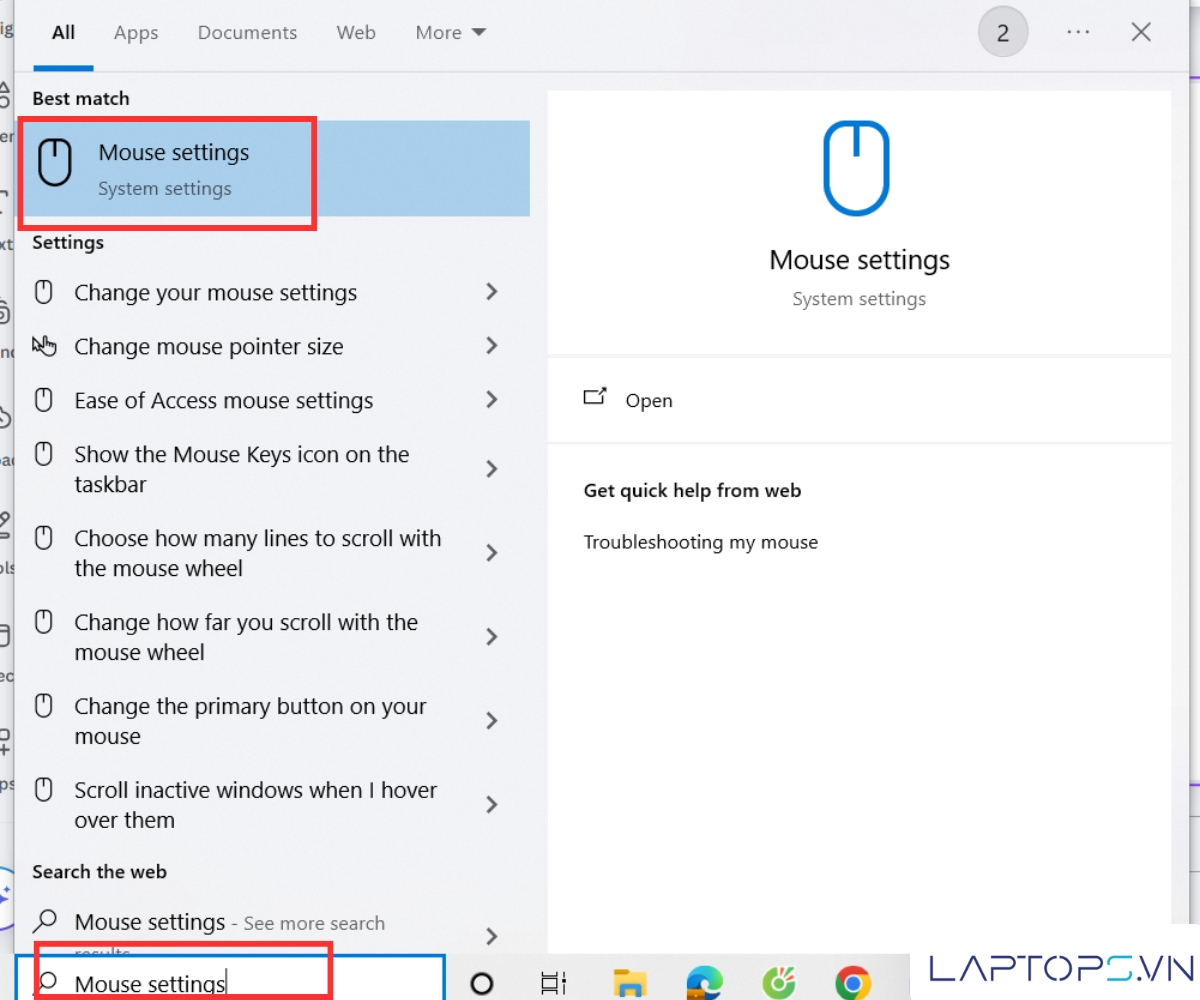 Chuột laptop không di chuyển được: Nguyên nhân và cách khắc phục 32 Vào Start > nhập và mở Mouse settings