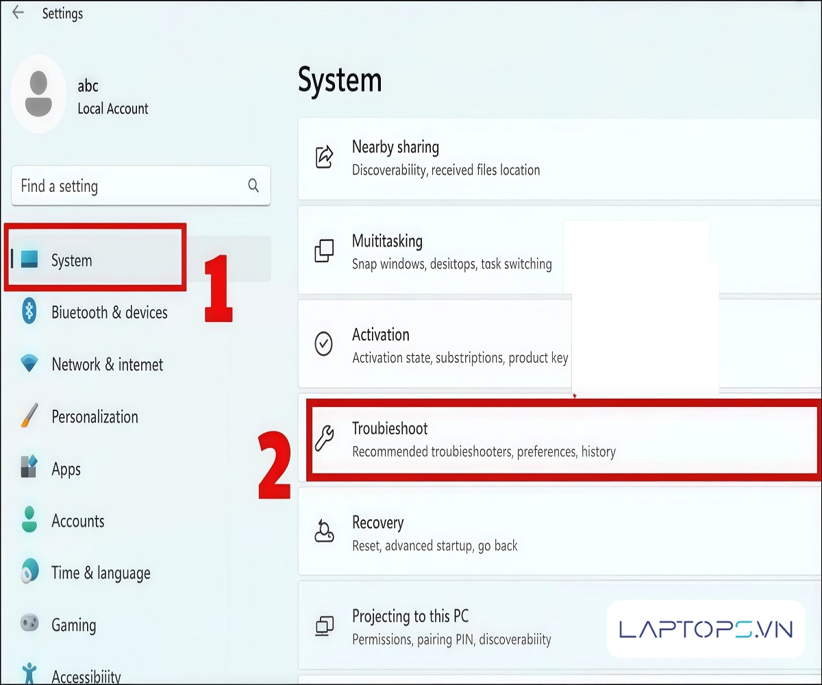 17 cách sửa lỗi bàn phím laptop bị nhảy chữ hiệu quả 45 Ấn mục System và chọn Troubleshoot