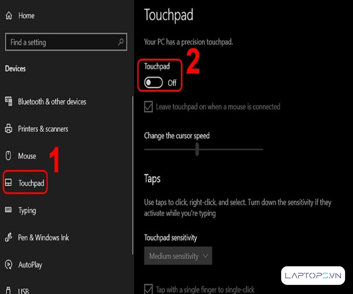 Cách bật tắt chuột cảm ứng trên laptop Windows 11, 10, 8 23 Tìm và chọn mục Toucpad, Gạt sang On để bật touchpad hoặc Off để tắt