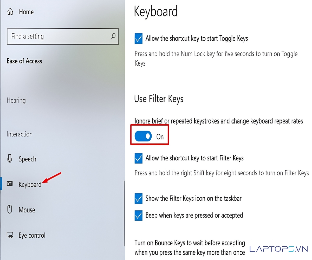 Cách sửa lỗi bàn phím laptop không gõ được mới nhất 32 Chọn Use Filter Keys đang ở trạng thái Off.