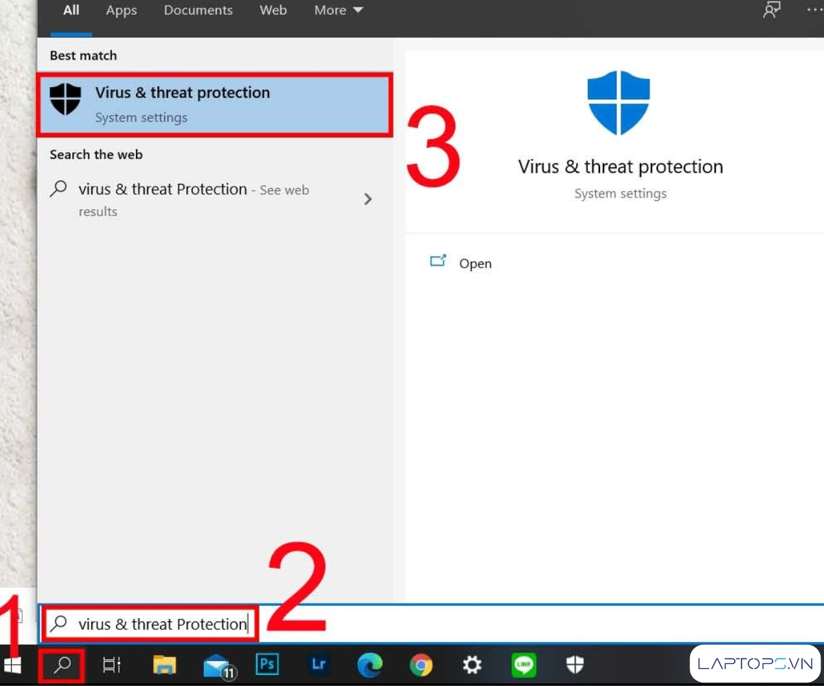 Cách sửa lỗi bàn phím laptop không gõ được mới nhất 35 Gõ "Virus & threat protection"