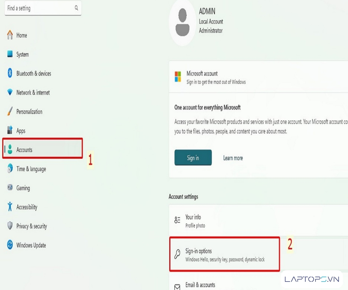 Cách Cài Password Máy Tính Windows 11, 10, 7, 8 Chi Tiết A-Z 27 Chọn Accounts > Nhấn vào mục Sign-in options.