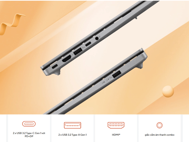 Laptop Asus Vivobook 16 A1607CA - MB038WS 14 Kết Nối Hiện Đại và Thời Lượng Pin Ổn Định